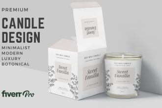 design minimalist candle label, packaging and logo