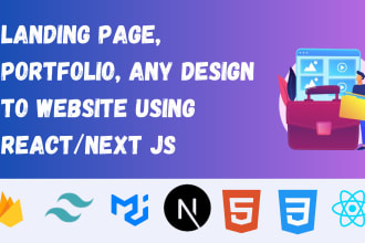 develop landing page, portfolio, blog website using react next js