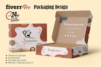 do product packaging design, box design, mailer box, subscription box and 3d