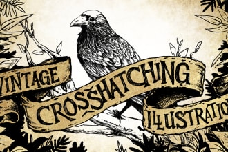 draw detailed vintage crosshatching illustration