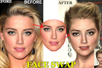 do face swap,head change and wedding photo editing professionally