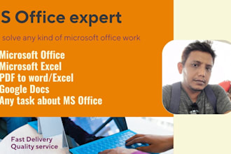 solve any kind of microsoft office work