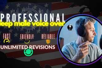 record professional male voice overs with energetic tone