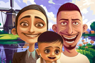 caricature couple funny digital painting