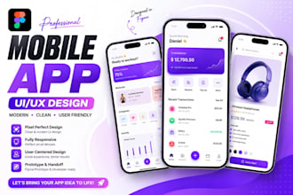 do mobile app ui ux, ios design and app prototype in figma
