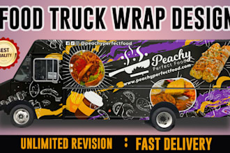 create food truck wrap design,car wrap, truck wrap, food trailer wrap design