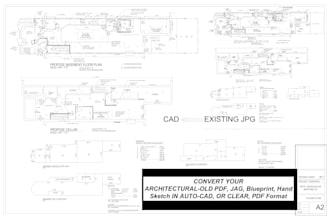 redraw,convert architectural pdf, jpg, blueprint to auto cad