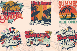 do custom retro vintage t shirt design for the summer beach