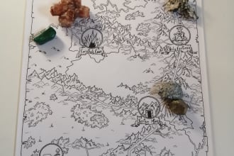 draw by hand the black and white fantasy map you wish