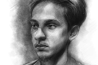 create portrait art sketch with digital pencil art