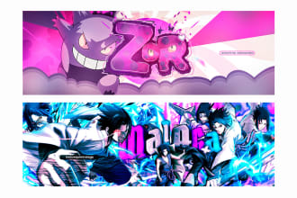 design eye catching anime and gaming streamer headers banners