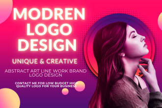 design modren, unique, abstract line art band logo design startups