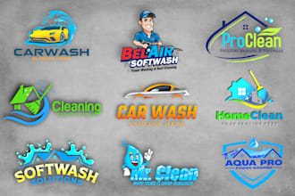design pressure washing power washing and home cleaning logo