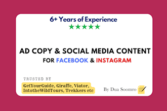 write effective ad copy, social media content for facebook, instagram