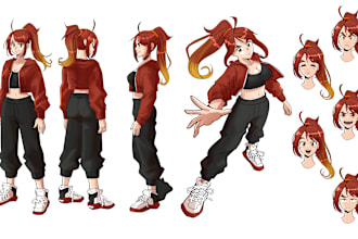 draw a reference sheet of you character in anime style