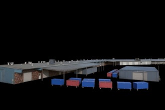 low poly 3d building for flight simulation
