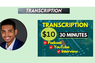 do transcription of english audio and video of up to 60 minutes