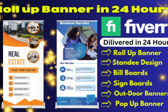 design modern roll up, standee, pull up or pop up banner