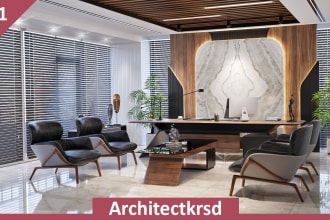 3d office interior design modelling and rendering