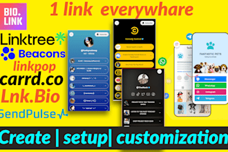 set up and  customize  linktree bio link beacons linkpop carrd  landing page now