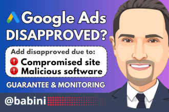 fix google ads disapproved for compromised site, malicious software, hacked site