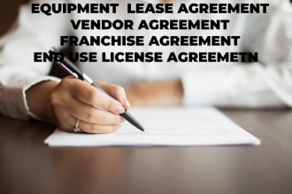 draft equipment lease agreement, franchise agreement, eula,