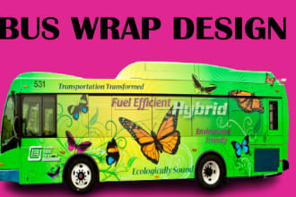 create professional pickup truck and food truck, semi truck, bus wrap design