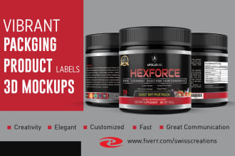 design vibrant product labels and 3d mockup