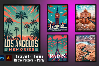 do an attractive travel poster in retro vintage style for u