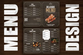 create creative restaurant menu design, menu board and food flyer