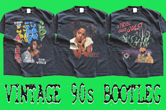 create bootleg rap tee hip hop 90s vintage t shirt design