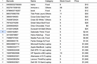 build an inventory from your google sheets