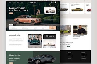 design car rentals website, auto repairs website, car wash website