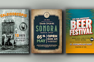 design a professional vintage  flyer, grand opening post for your business