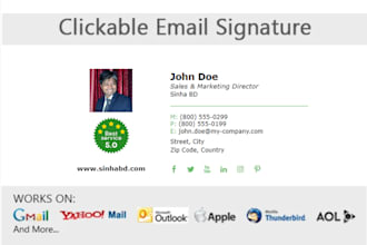 design a clickable and responsive HTML email signature