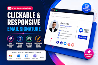 design a clickable and responsive HTML email signature