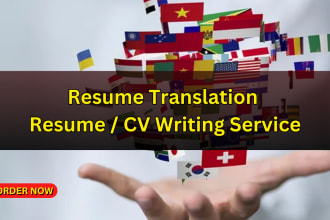 translate resume from english to german, french vice versa