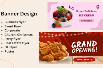 design stunning posters or flyers for parties, events, and food