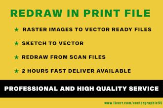 recreate your any image or logo or scan file to print ready vector files