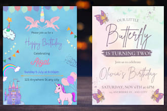 design amazing invitation cards for your  birthdays, festival etc
