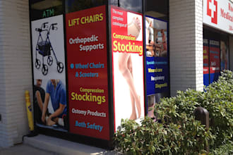 create modern shopfront or storefront window graphics ,signage design