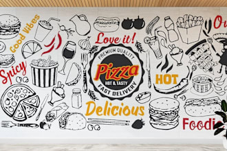 draw creative mural, grafti, decal, doodle wall art