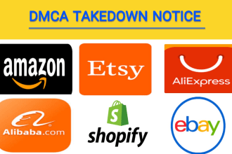 remove copyright listings shopify,etsy,alibaba,aliexpress, walmart under dmca