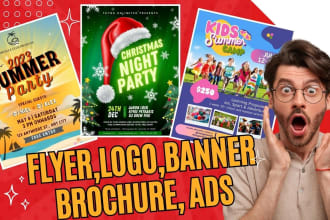 design modern flyers, logo, banner ads, and t shirt design