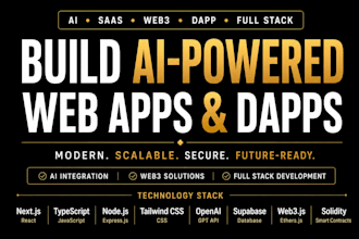 create ai website, ai web application, ai web3 dapp,   ai saas as full stack dev