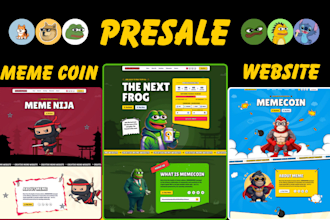 create meme coin website, meme website, presale and token website