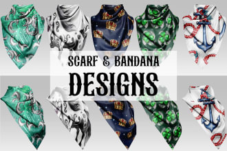 create seamless scarf, bandana fabric pattern design