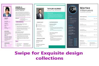 design professional resume, CV from the details you provide