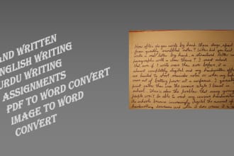 do assignments, english, urdu, convert, PDF, word, images etc