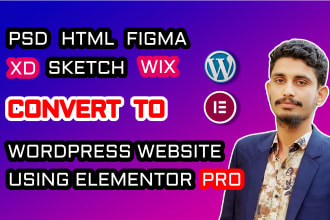 convert figma, psd, wix to wordpress using elementor pro